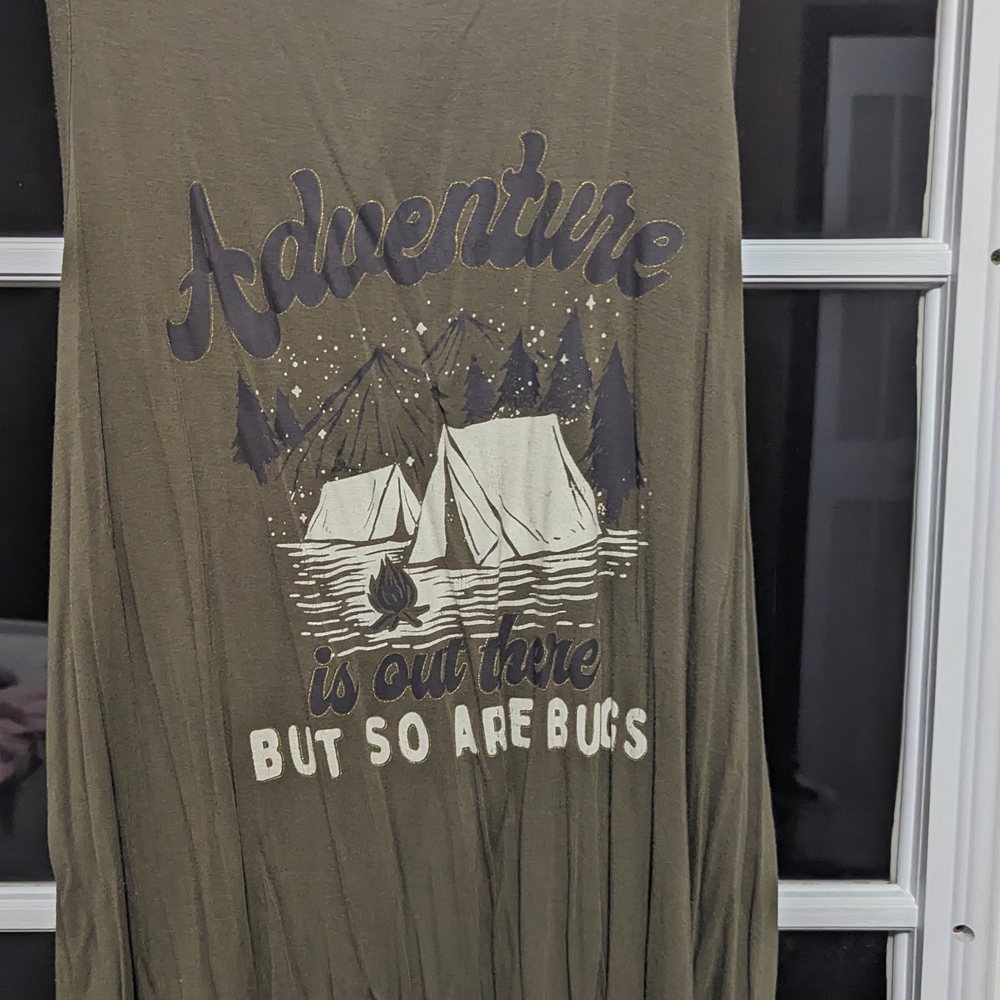 Adventure Graphic Olive Green Tank - 'Adventure is Out There'